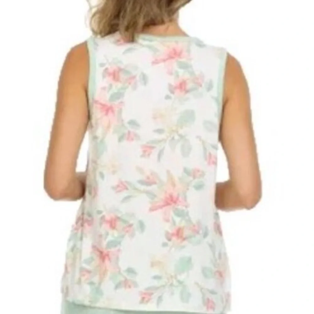 Flora Nikrooz Floral & Polka Dot 2-Piece Pajama Set Robe & Tank